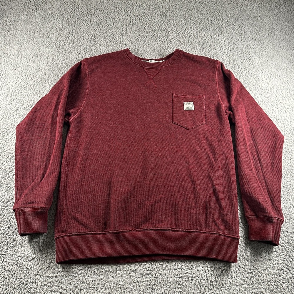 Iron And Resin Sweatshirt Mens L Red Pocket‎ Crewneck Pullover Handmade USA